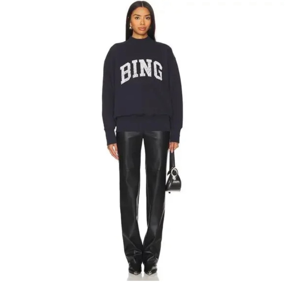 Anine Bing Black Sweatshirt with White Lettering